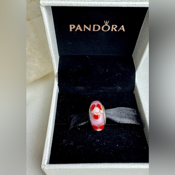 Authentic Pandora Retired Pink/Red Flowers For You Murano Glass Charm S925 Ale - Picture 14 of 14